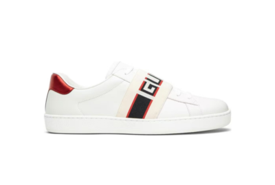 Gucci Ace Stripe LOGO Print Leather Sneaker Men's White 636782