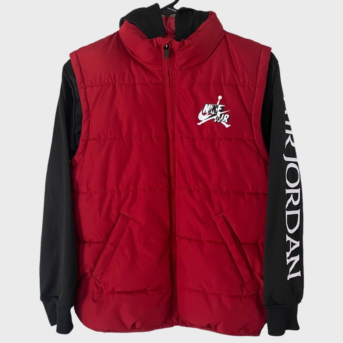 Nike Air Jordan Jumpman Quilted Full-Zip Hooded Jacket Red Black