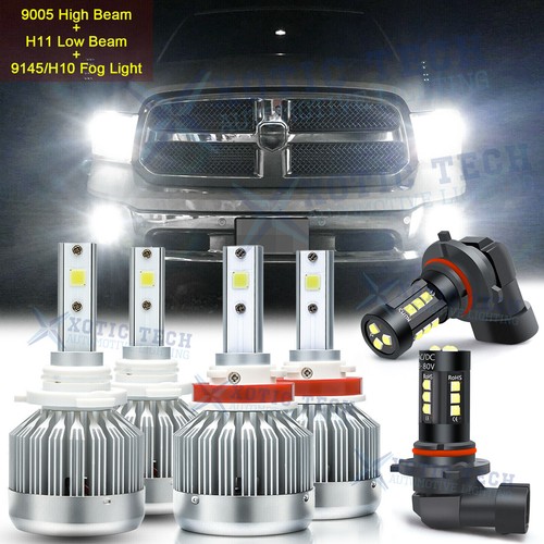6000K Combo LED Headlight Fog Light Bulbs For Dodge Ram 1500 2500 3500