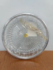 NEW Vintage Leonard Crystal With Silver Plated Rim Divided Relish Dish 8 1/2"