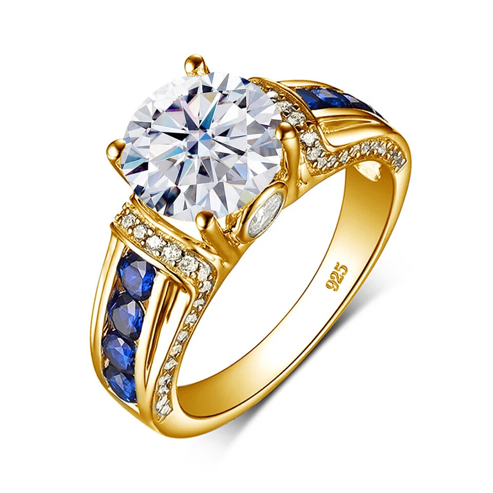 2 Carat D Color Moissanite Solitaire Engagement Ring in Silver Tone for Women