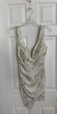 Windsor White With Gold Print Bodycon Dress | Size Small