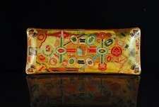 Set 3x Schale Glas mit Zigarren Bildern Banderolen ca. 50er Jahre Vintage, DDR