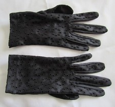 MAX MAYER VINTAGE WRISTLET EYELET BLACK GLOVES MADE IN THE W GERMANY SIZE SMALL