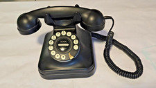 Phone-Pottery Barn Push Button Grand Vntg. Retro Rotary Style Flash Redial-Black