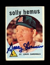 1959 TOPPS SOLLY HEMUS HI #527 CARDINALS SIGNED AUTOGRAPH VINTAGE