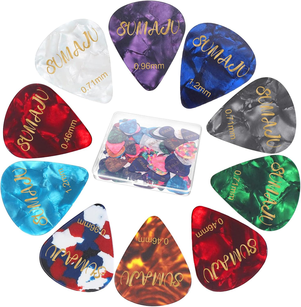 80-Piece Assorted Color Guitar Picks 0.46mm-1.2mm for Acoustic Electric Guitars