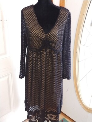 Monroe & Main Black Lace Dress W/Tan Lining NEW W/Tags Gathered Bust