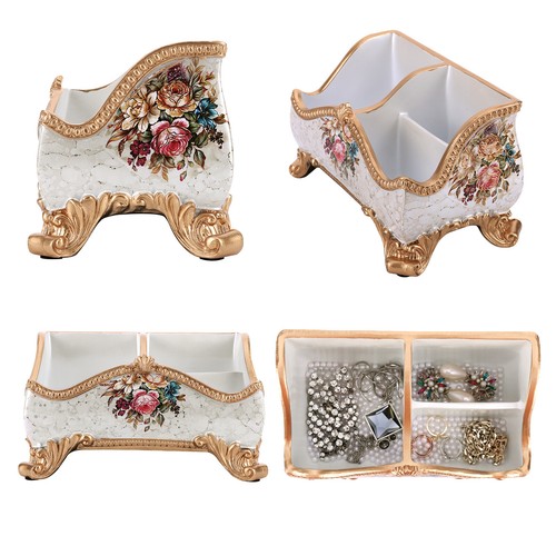 Bandejas de resina floral vintage soporte de tocador organizador de escritorio bandejas de escritorio decoración del hogar - Imagen 3 de 12