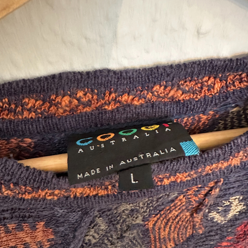 Vintage Coogi Australia Linen 90s Knit Sweater Unisex Bold Colourful Rare Jumper - Picture 2 of 6