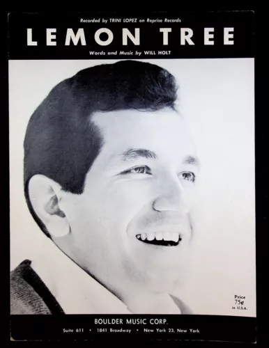 1962 Lemon Tree w/ Trini Lopez Pop Vintage Will Holt Sheet Music