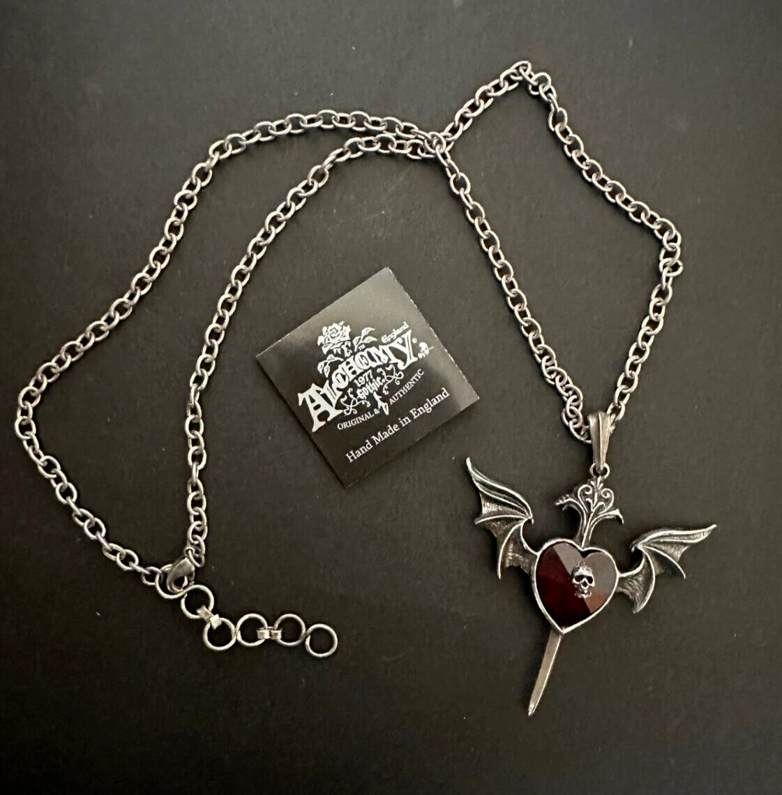 Collana Uomo Alchemy Gothic - Ciondolo Drago E Teschio In Peltro Fine - P625