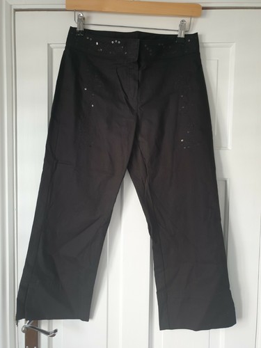 M\u0026S black cropped trousers, sequin 