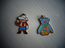 Vintage Cute Kids Children Necklace Charms Pendants Lot of Two Cowgirl  Bear