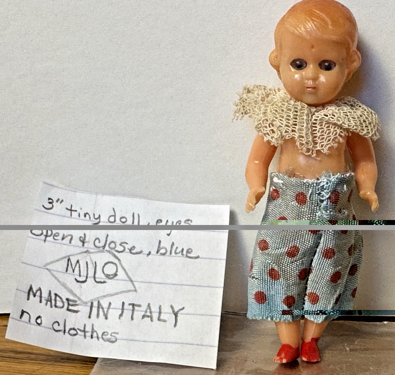 Small Vintage ITALY Made Plastic Girl Doll 3 Inch Tall