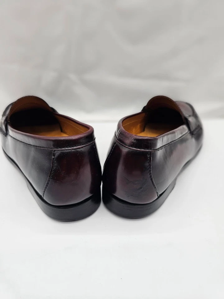 Cole Haan Para Hombres Borgoña Cuero Negro Penny Vestido Negocios Mocasines Talla 12.5 Foto 2 de 4