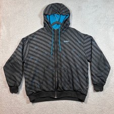 WORLD INDUSTRIES Hombres 2XL Cremallera Completa Sudadera con Capucha Pata de Gallo Azul Logo Athleisure
