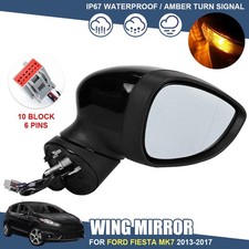 For Ford Fiesta MK7 2013-2017 Right Door Wing Mirror Electric Heated Gloss Black