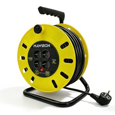 Cable Reel 50M 4 Socket 13A, Heavy Duty Extension Lead with Thermal Protection