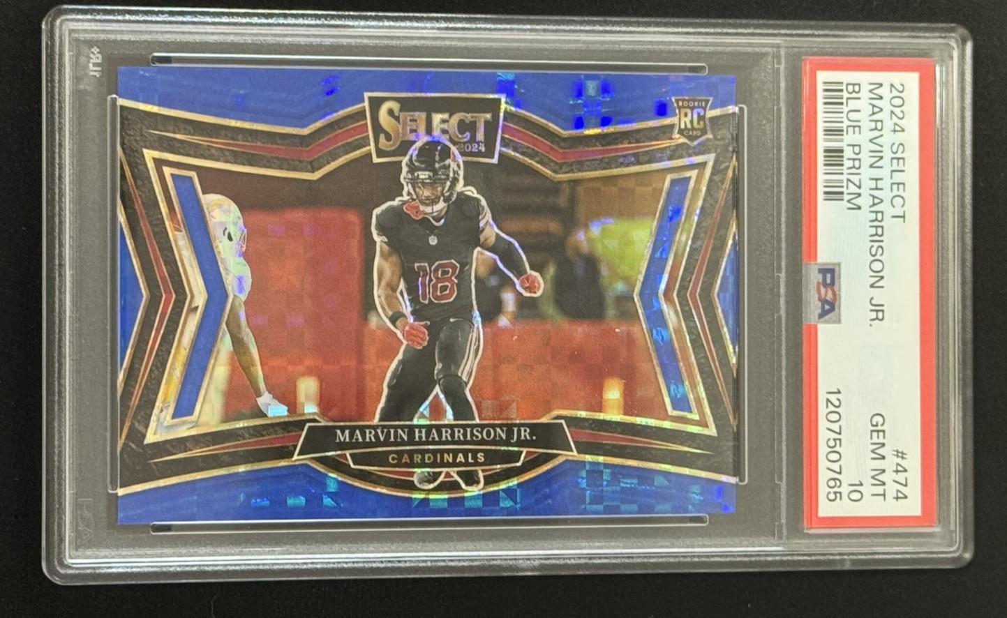 Marvin Harrison Jr. 2024 Select #474 Field Level Blue Prizm /75 PSA 10 POP 3