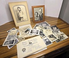 Vtg Family Photo Lot 1920s 1930s B W Snapshots Portraits Military Certificate