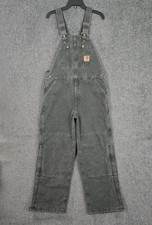 Vintage Carhartt Overalls 38 Fits 36x28 Green Insulated Work Duck Bib R27 MOS