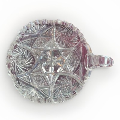 Vintage / Antique American Brilliant Cut Crystal Nappy Dish with Loop Handle