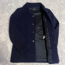 A.P.C. Woman Wool Coat Navy Hidden Buttons Limited Edition Style Refined Minimal