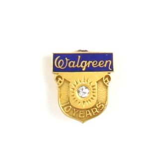 10K VINTAGE EMPLOYEE SERVICE AWARD PIN PINBACK WALGREENS 10 YEARS BADGE UNIFORM