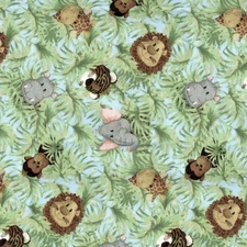 Patty Reed Designs Nursery Jungle Babies Allover 100% Cotton Fabric 42"x 3 Yards