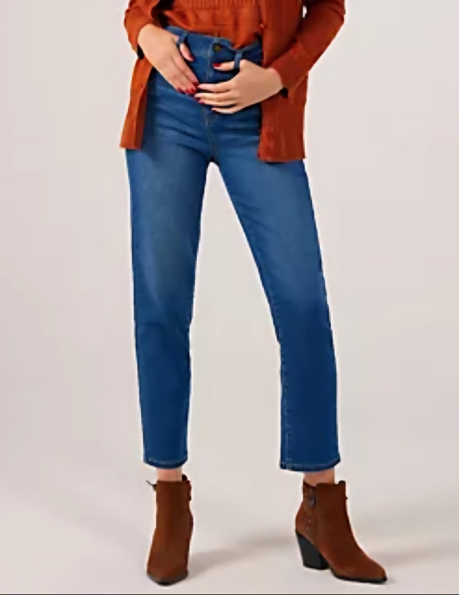 Denim Shape Enhancing Straight Leg Jean, Mid Wash, UK 22