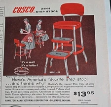 1956 Red Cosco Model 4-M Step stool kitchen furniture Vintage ad 