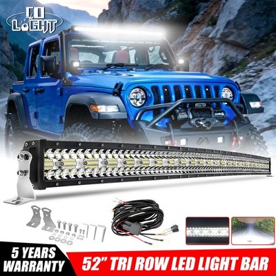 52''inch Curved Tri-Row LED Light Bar Spot Flood Combo Beam Driving Offroad 4X4
