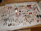 Jewelry Lot Earrings Pierced Rhinestone Metal Plastic 70 Pairs Earring sets 816D