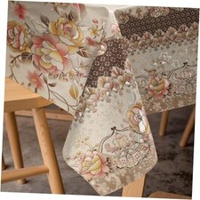 Peony Gold Tablecloths Vinyl Tablecloth for 87" x 55" Rectangular A-peony