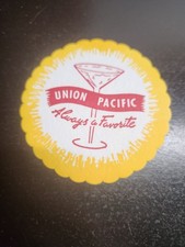 Vintage Union Pacific Railroad Drink Coaster Martini Glass Always a Favorite
