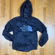 The North Face Kids Sz XXS 5yo 5 Black Logo Windbreaker Hoodie Zip Jacket Black