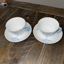 Rare Spode Copeland Pair Demitasse Cups & Saucers BlanchedeChina Made in England