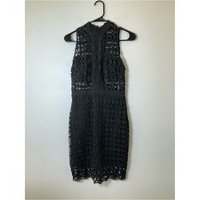 ASTR The Label Black Crochet Lace Sheath Dress Mock Neck Small