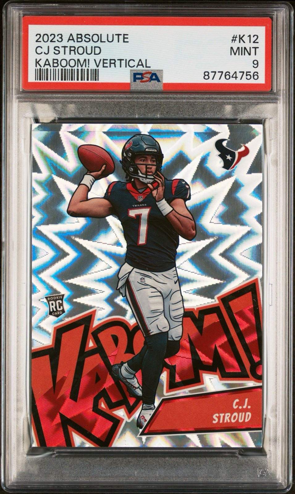 2023 Panini Absolute CJ Stroud Rookie Kaboom Vertical Prizm PSA 9 Texans RC