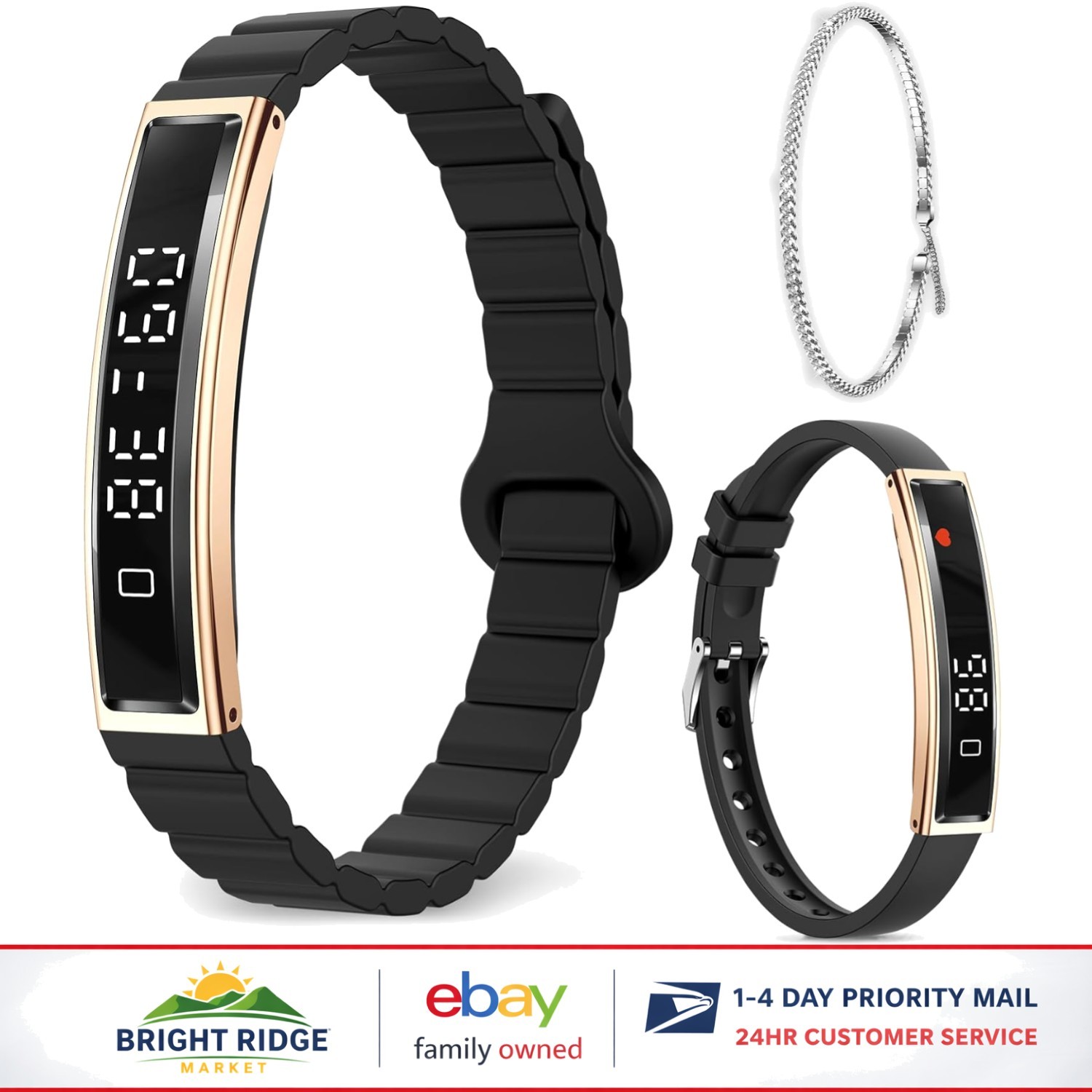 Pulsera inteligente ultraligera rastreadora de fitness con monitor de ritmo cardíaco y podómetro