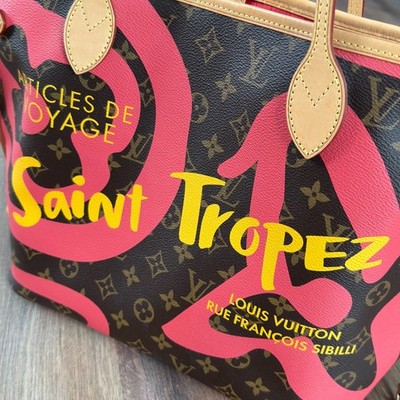 Louis Vuitton Tasche Neverfull  MM Monogram Saint Tropez pink-gelb M44192