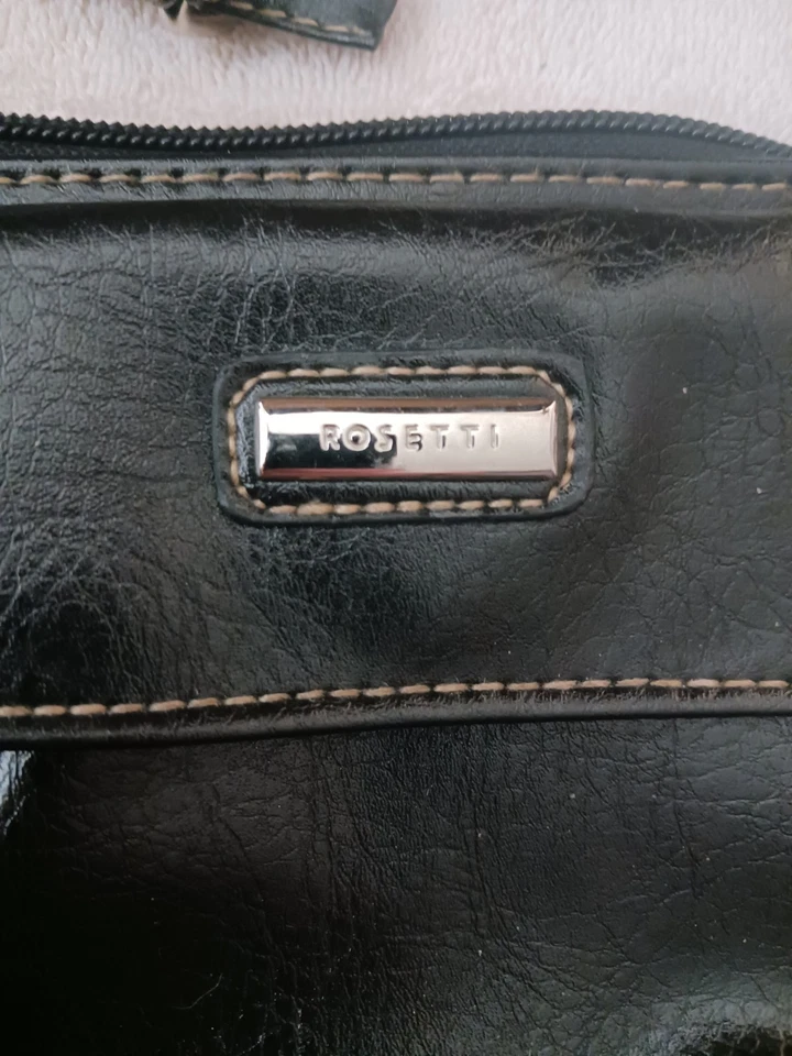 Black Faux Leather Clutch purse ROSETTI Women’s Crossbody multi compartment - Image 4 of 4