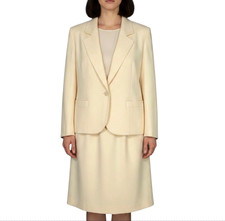 Vtg PENDLETON Butter Yellow Pure Soft Wool Jacket/Skirt Suit SET OUTFIT Sz 16W