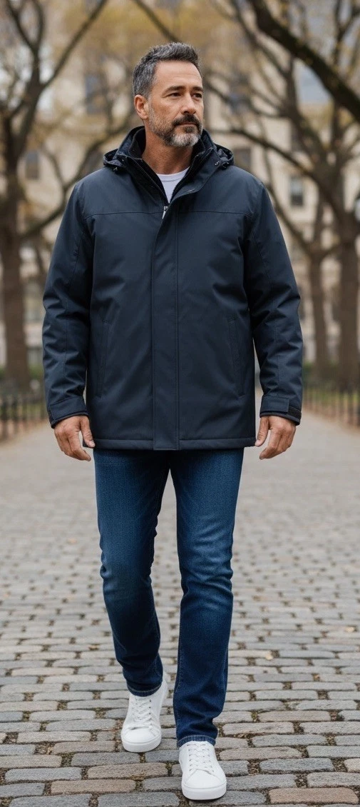 Weatherproof Men's Stretch Tech Windproof & Water Resistant Jacket Navy L New