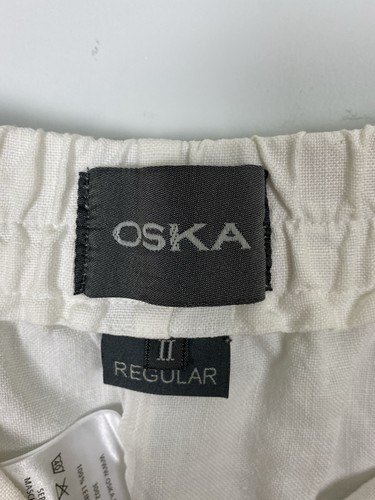 OSKA White Regular 100% Linen Wide Leg Lagenlook Trousers Pants Size 2 - Picture 16 of 18