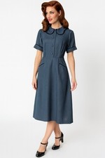 1950s Rockabilly Women’s Dress Peter Pan Collar Size S Gothic Academia Wednesday