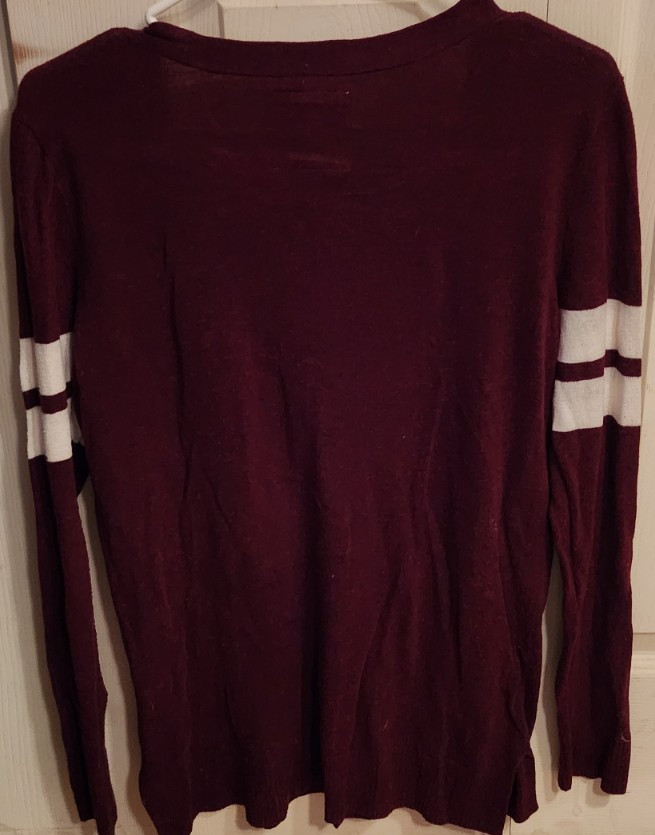 Cardigan Varsity style (maroon) junior View 2