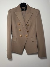 BALMAIN Double Breasted Brown Wool Blazer Jacket Size FR38, Brand New With Tags