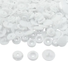 100 Sets T5 Resin Snaps Buttons, White Round T5 Snaps for Pants, Clothing, DIY C